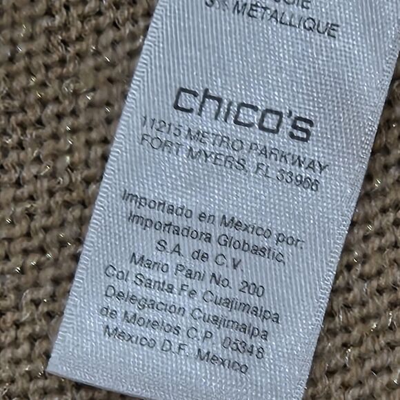 Chico's Brown with Gold Metallic Glitter Turtleneck Sweater Pullover Size 1 M/8 - Picture 10 of 13